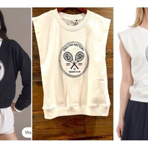 English Factory Women's Sleeveless Sweatshirt - Black and White